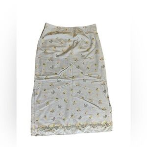 Liz Claiborne Lizwear Jean Skirt Size 10 Chambray Blue Daisy Floral Straight